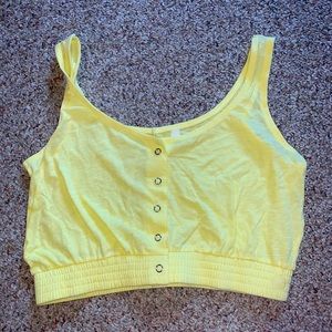 Yellow Button Down Crop Tank